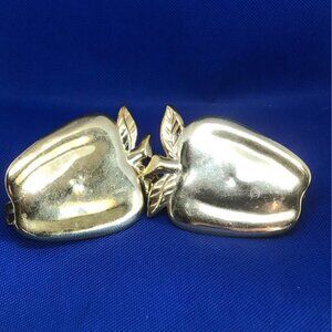 Vintage Gold Apple Decorative Clips / Napkin Holders - Set of 2 - Elegant Decor